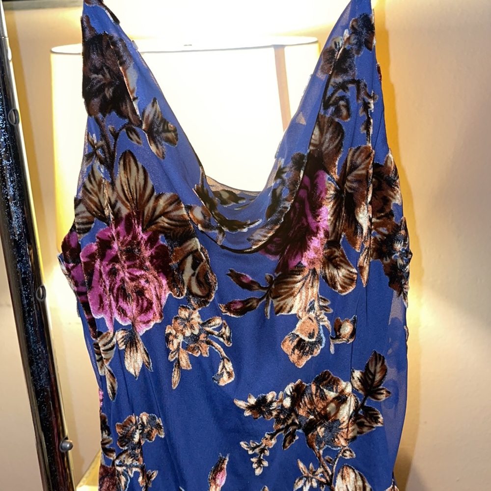 Princess Polly Jacquard Dress Midnight moon mini cowl neck velvet floral Small - Picture 5 of 9